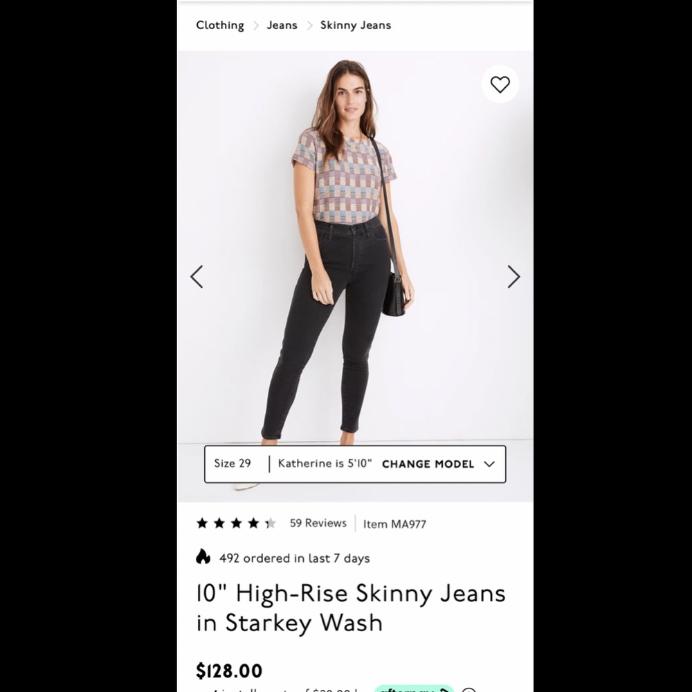 Madewell 10" High-Rise Skinny Jeans in Starkey Wash